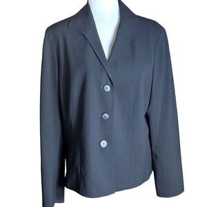 Lafayette 148 Black Button Front Blazer / Suit Jacket Virgin Wool Size 12